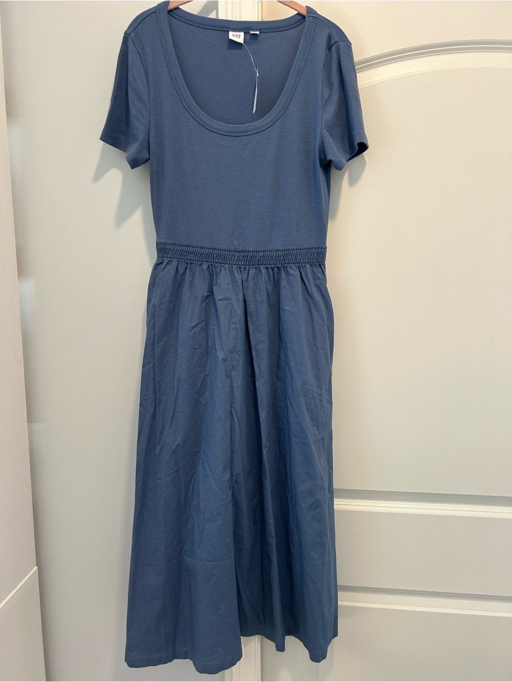 Gap Scoop Neck Short Sleeve Midi Dress - Blue